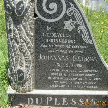 PLESSIS Johannes George, du 1918-1965