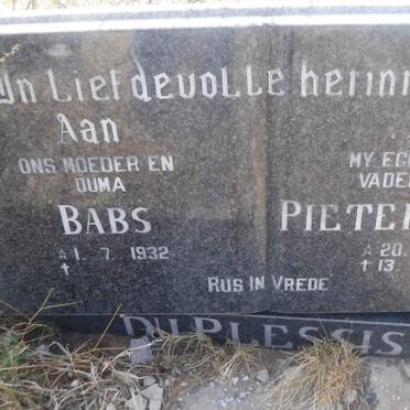 PLESSIS Pieter Karel, du 1927-1992 &amp; Babs 1932 -