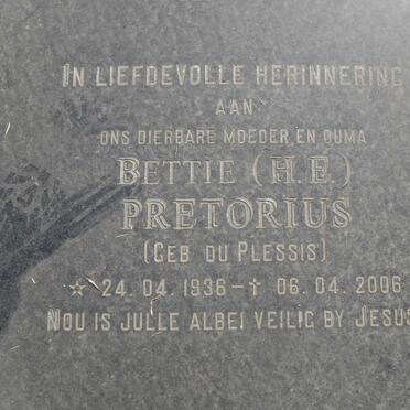 PRETORIUS H.E. nee DU PLESSIS 1936-2006