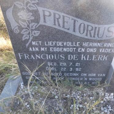 PRETORIUS Francious de Klerk 1921-1982