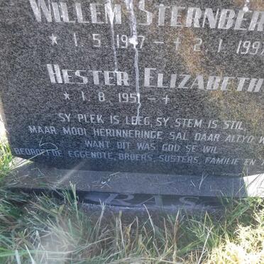 RAS Willem Sternberg 1947-1997 &amp; Hester Elizabeth 1951-