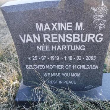 RENSBURG Maxine M., van nee HARTUNG 1919-2003