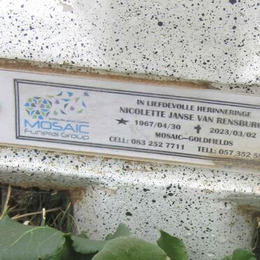 RENSBURG Nicolette, Janse van 1967-2023