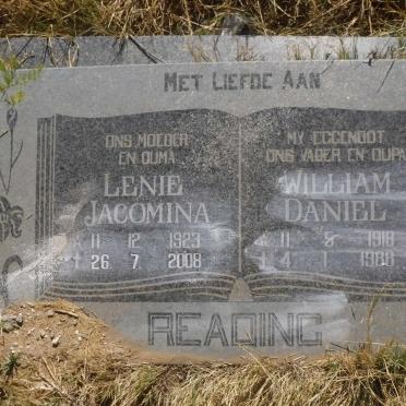 READING William Daniel 1918-1988 &amp; Lenie Jacomina 1923-2008