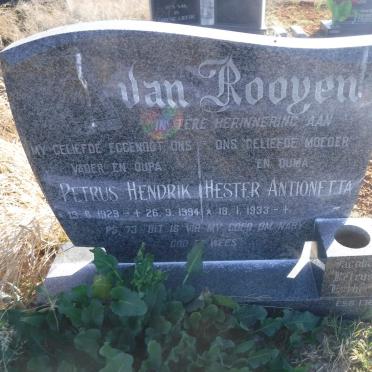 ROOYEN Petrus Hendrik, van 1929-1994 &amp; Hester Antionetta 1933-