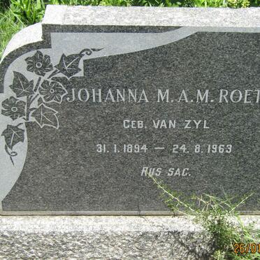 ROETZ Johanna M.A.M. nee VAN ZYL 1894-1963