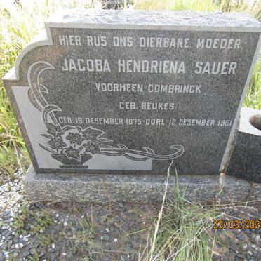 SAUER Jacoba Hendriena voorheen COMBRINCK nee BEUKES 1875-1961