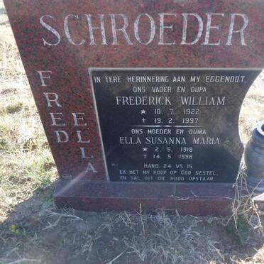 SCHROEDER Frederick William 1922-1997 &amp; Ella Susanna Maria 1918-1998