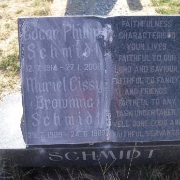 SCHMIDT Edgar Phillip 1914-2006 &amp; Muriel Cissy BROWNING 1909-1989