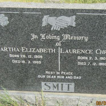 SMIT Laurence Christian 1904-1960 &amp; Martha Elizabeth 1908-1969