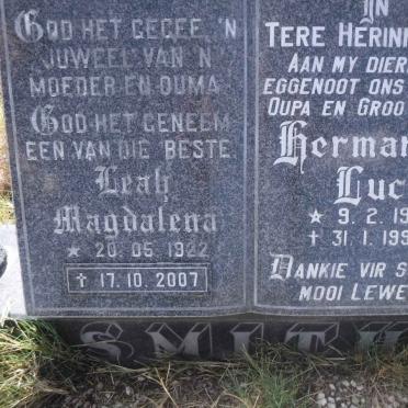 SMITH Herman Lucas 1915-1993 &amp; Leah Magdalena 1922-2007