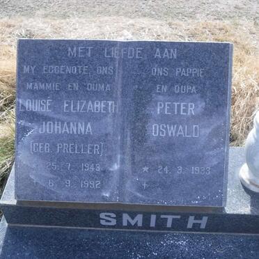 SMITH Peter Oswald 1933- &amp; Louise Elizabeth Johanna PRELLER 1943-1992