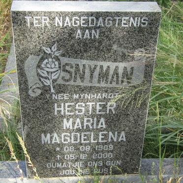 SNYMAN Hester Maria Magdelena 1909-2000