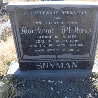 SNYMAN Marthinus Phillipus 1954-1984