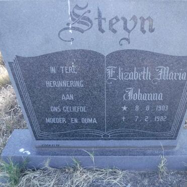 STEYN Elizabeth Maria Johanna 1903-1982