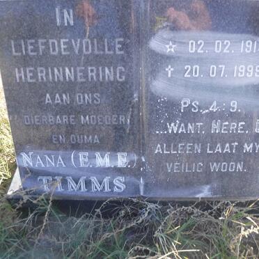 TIMMS E.M.E.  1914-1999