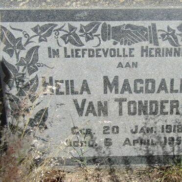 TONDER Heila Magdalena, van 1918-1957