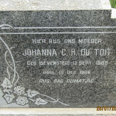 TOIT Johanna C.H., du nee SEVENSTER 1889-1966