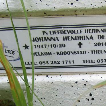 VILLIERS Johanna Hendrina, de 1947-2016