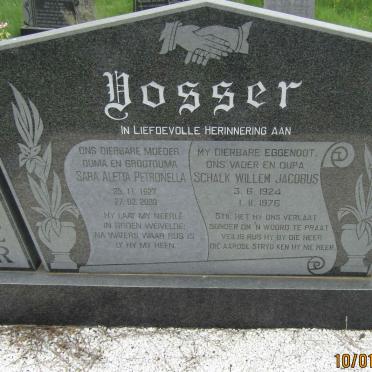 VOSSER Schalk Willem Jacobus 1924-1976 &amp; Sara Aletta Petronella 1927-2009