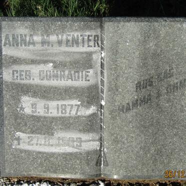 VENTER Anna M. nee CONRADIE 1877-1969