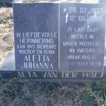 WALT Aletta Johanna, van der 1937-1999