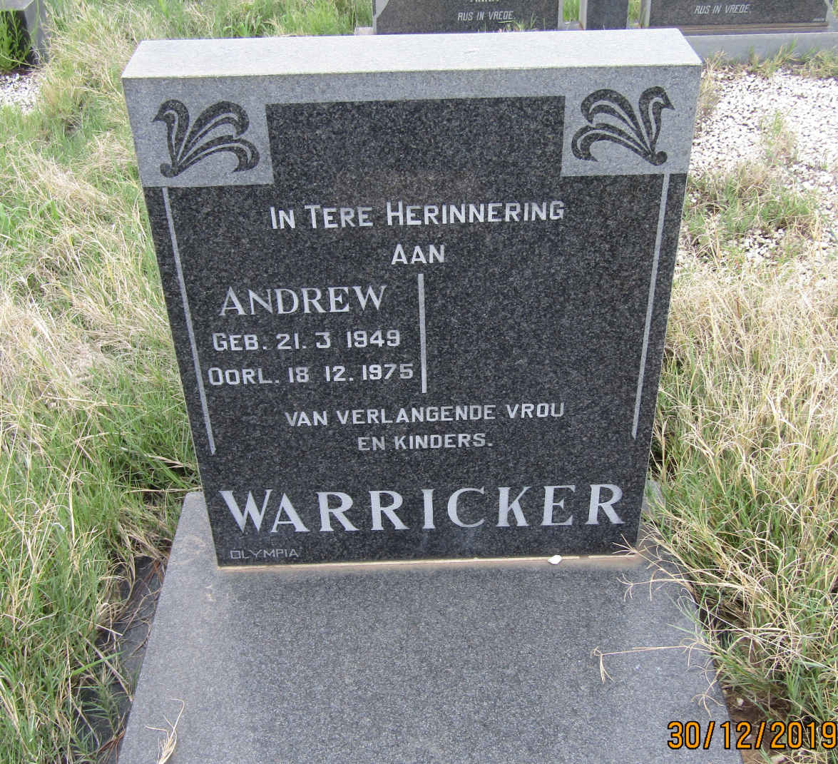 WARRICKER Andrew 1949-1975