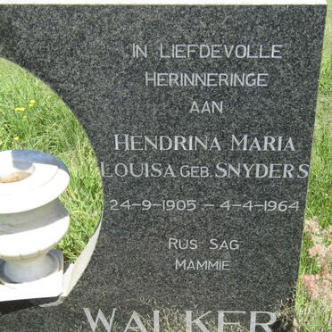 WALKER Hendrina Maria Louisa nee SNYDERS 1905-1964