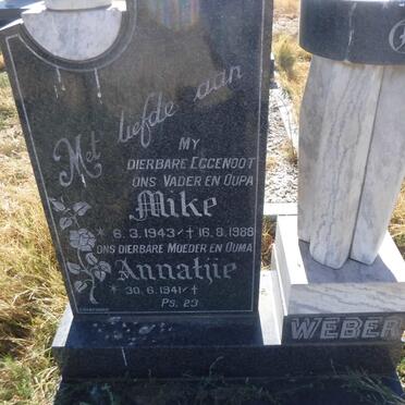 WEBER Mike 1943-1988 &amp; Annatjie 1941-