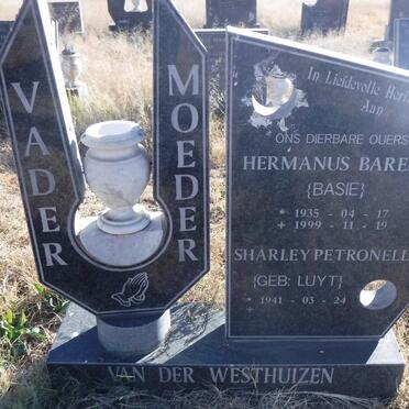 WESTHUIZEN Hermanus Barend, van der 1935-1999 &amp; Sharley Petronella LUYT 1941-