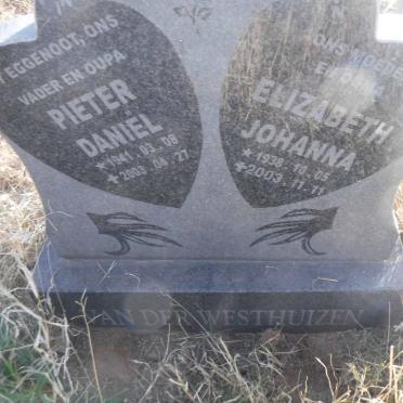 WESTHUIZEN Pieter Daniel, van der 1941-2003 &amp; Elizabeth Johanna 1938-2003