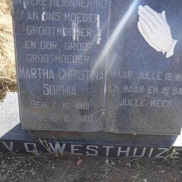 WESTHUIZEN Martha Christina Sophia, van der 1901-1980