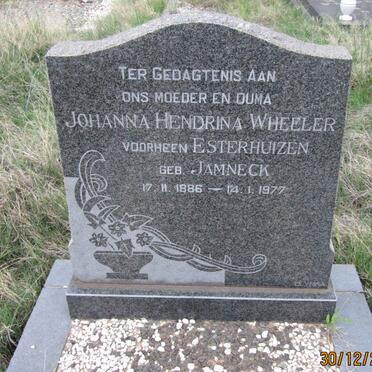 WHEELER Johanna Hendrina voorheen ESTERHUIZEN nee JAMNECK 1886-1977