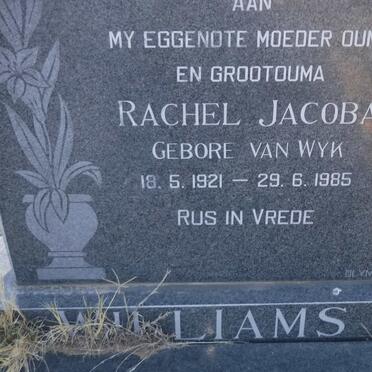 WILLIAMS Rachel Jacoba nee VAN WYK 1921-1985
