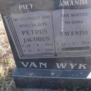 WYK Petrus Jacobus, van 1942-2003 &amp; Amanda 1950-