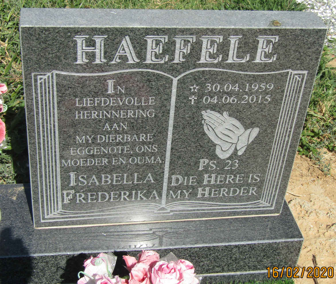 HAEFELE Isabella Frederika 1959-2015