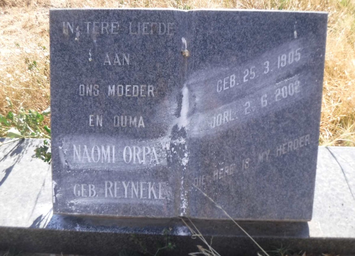 NAUDE Hendrik Johannes Reyneke 1902-1986 &amp; Naomi Orpa REYNEKE 1905-2002