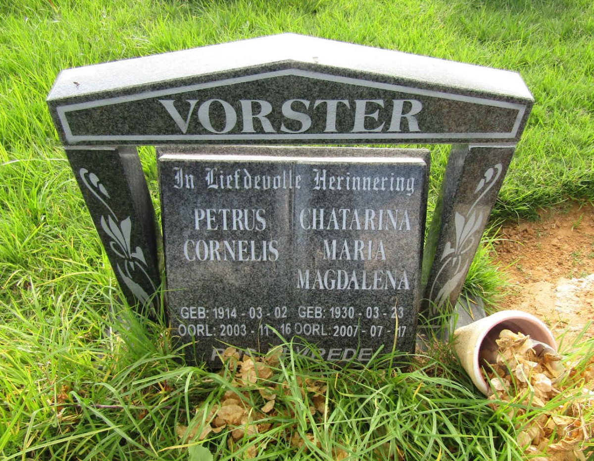 VORSTER Petrus Cornelis 1914-2003 &amp; Chatarina Maria Magdalena 1930-2007