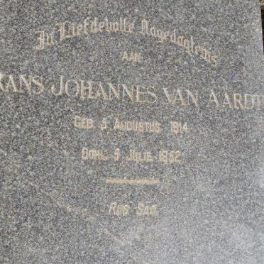 AARDT Frans Johannes, van 1914-1952