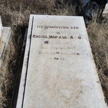 AARDT Rachel Maria, van nee DE WET 1847-1925