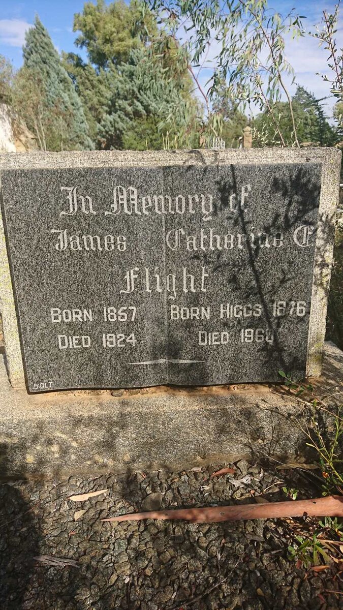 FLIGHT James 1857-1924 &amp; Catherine C. HIGGS 1876-1960