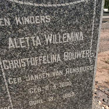 BOUWER Thomas Ignatius 1873-1957 &amp; Aletta Wilhelmina Christoffelina JANSEN VAN RENSBURG 1880-1959