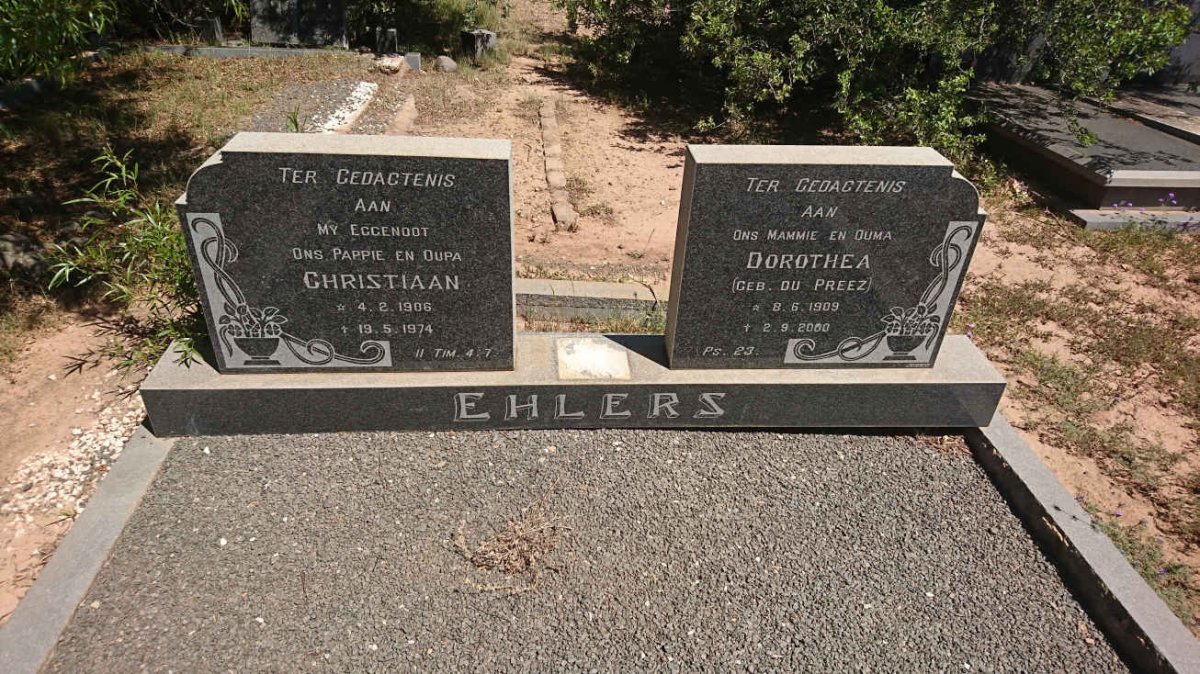 EHLERS Christiaan 1906-1974 &amp; Dorothea DU PREEZ 1909-2000