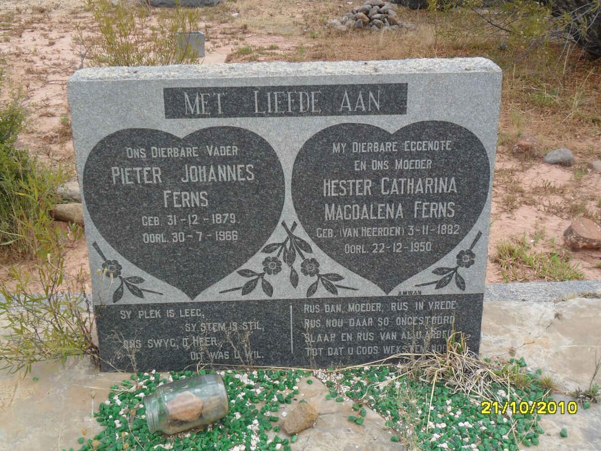 FERNS Pieter Johannes 1879-1966 &amp; Hester Catharina Magdalena VAN HEERDEN 1882-1950