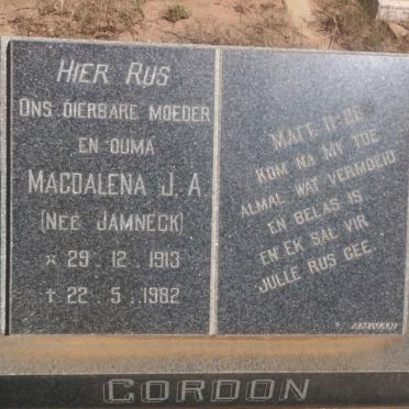 GORDON Magdalena J.A. nee JAMNECK 1913-1982