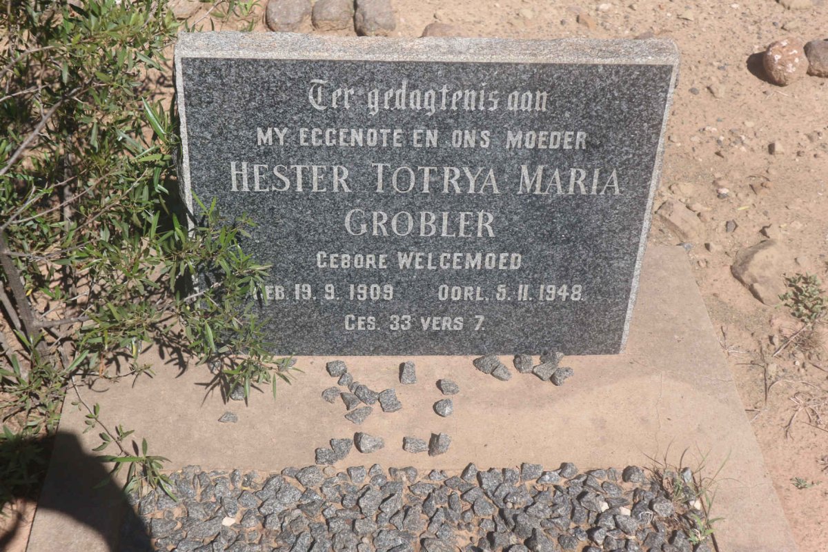 GROBLER Hester Totrya Maria nee WELGEMOED 1909-1948