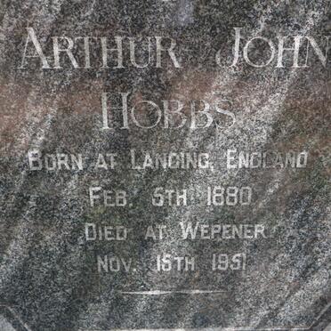 HOBBS Arthur John 1880-1951