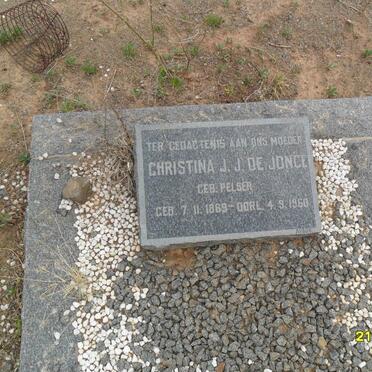 JONGE Christina J.J., de nee PELSER 1869-1960