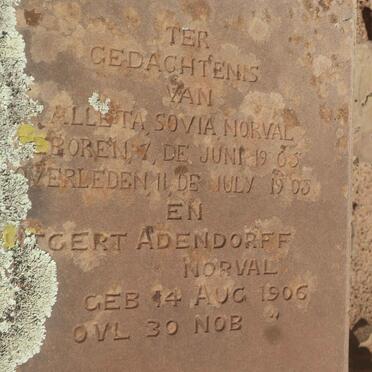 NORVAL Aletta Sovia 1905-1905 :: NORVAL Gert Adendorff 1906-1906