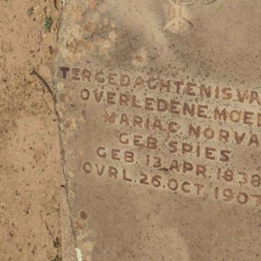 NORVAL Maria C. nee SPIES 1838-1907